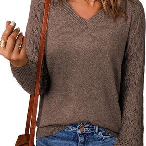 Womens Trendy Crochet Sweaters 2025 Fall Casual Lightweight Long Sleeve Hollow O